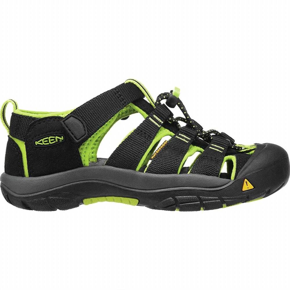 NEW KEEN kid's newport outdoor sandals in black/ lime